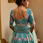 Turquoise Floral Printed Lehenga