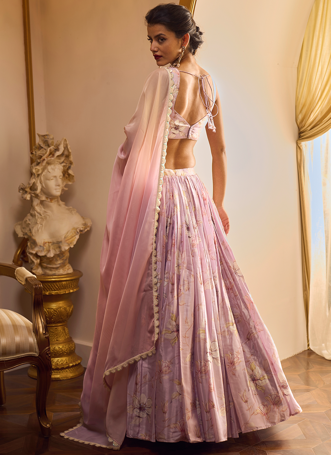 Dusty Purple Floral Printed Lehenga