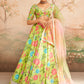 Green Floral Printed Lehenga