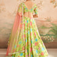 Green Floral Printed Lehenga