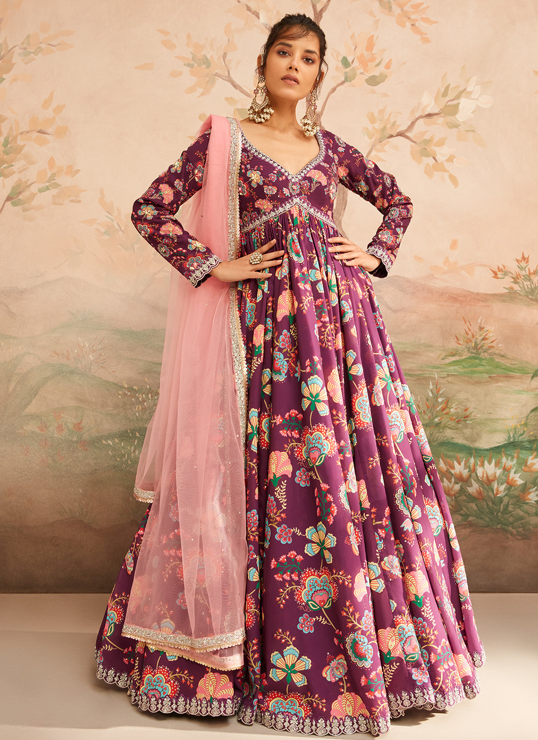 Wine anarkali suits outlet