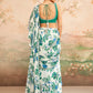Green and White Floral Printed Saree