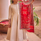 Kids Off White and Red Embroidered Anarkali