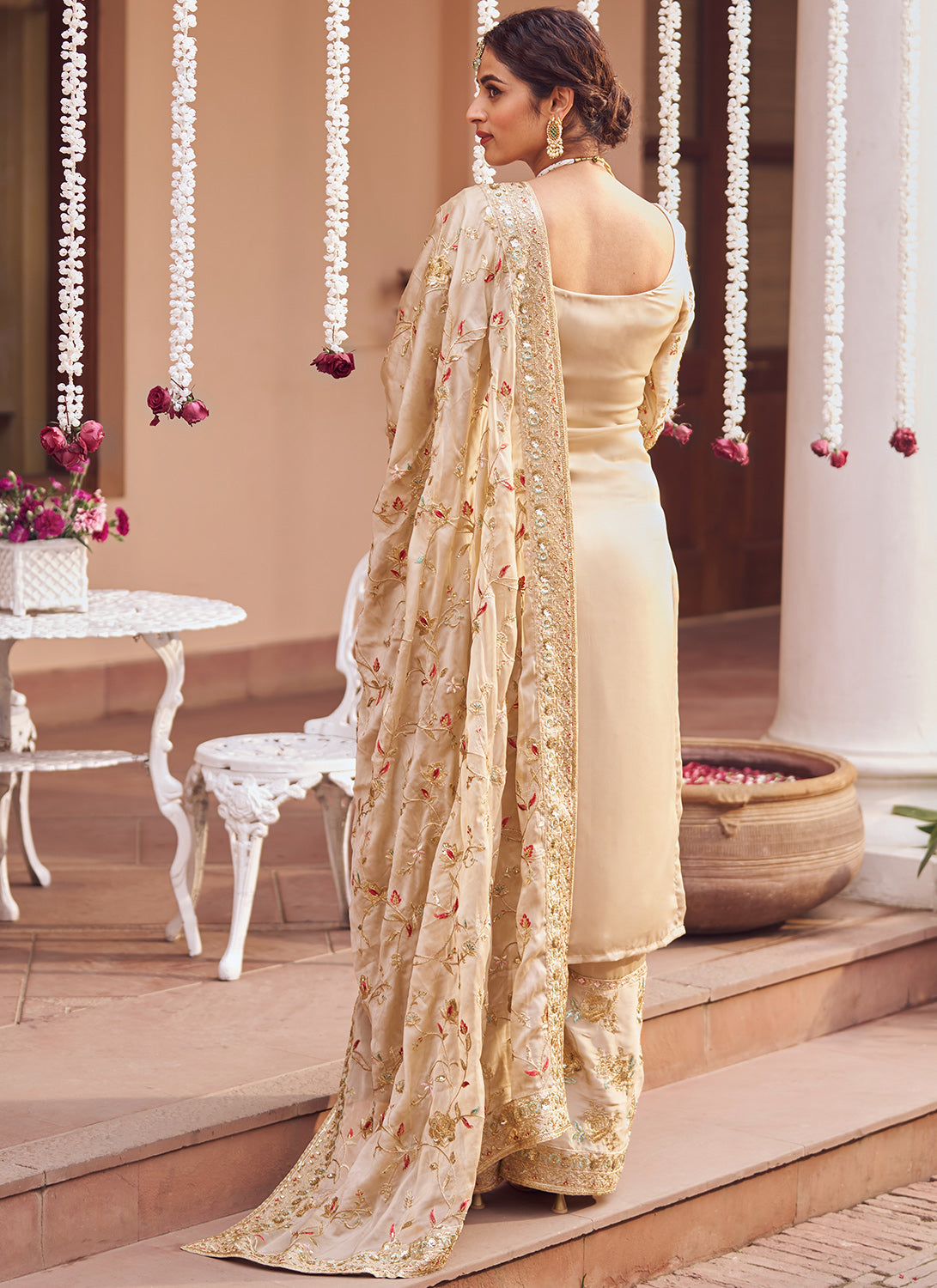 Gold Embroidered Straight Suit