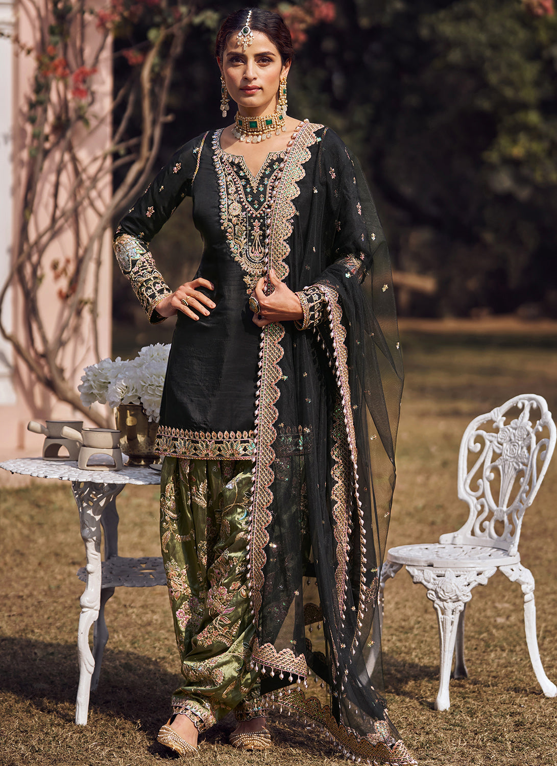 Black Art Silk Punjabi Salwar Suit with Dupatta Raksha Bandhan Collection  1843SL01
