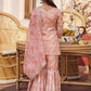 Kids Blush Peach Floral Embroidered Gharara Suit