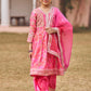 Kids Hot Pink Embroidered Peplum Style Punjabi Suit