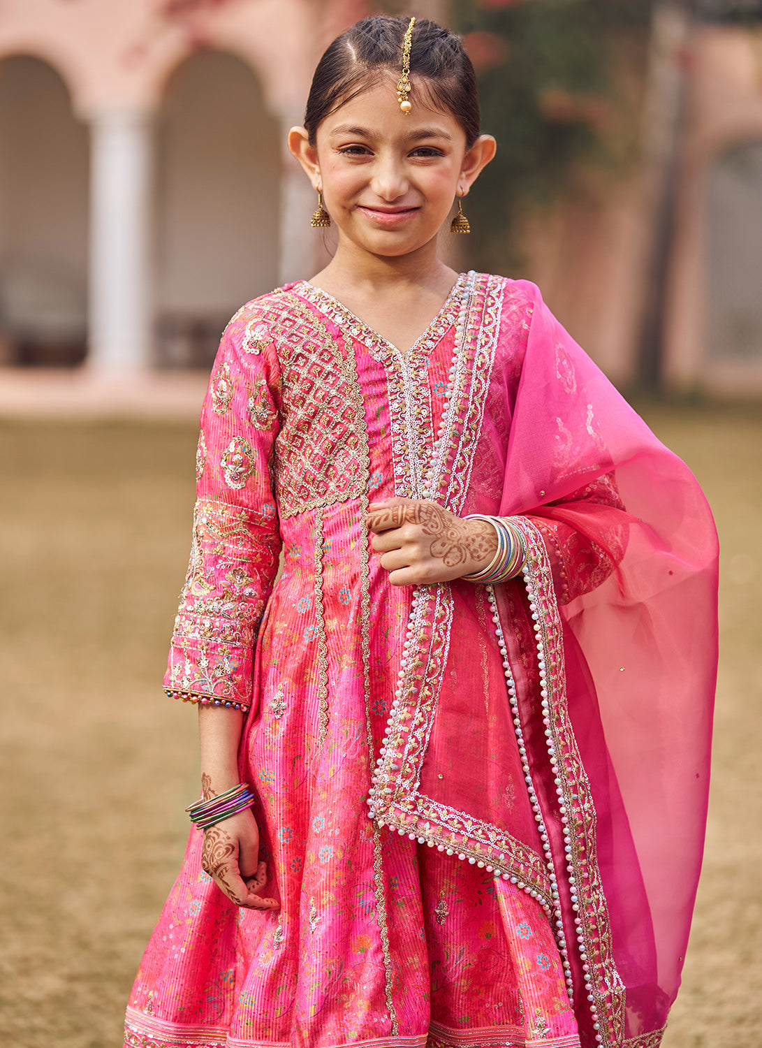 Printed Cotton Punjabi Suit in Pink : KYE1687