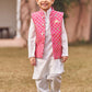 Kids Hot Pink Embroidered Nehru Jacket Set