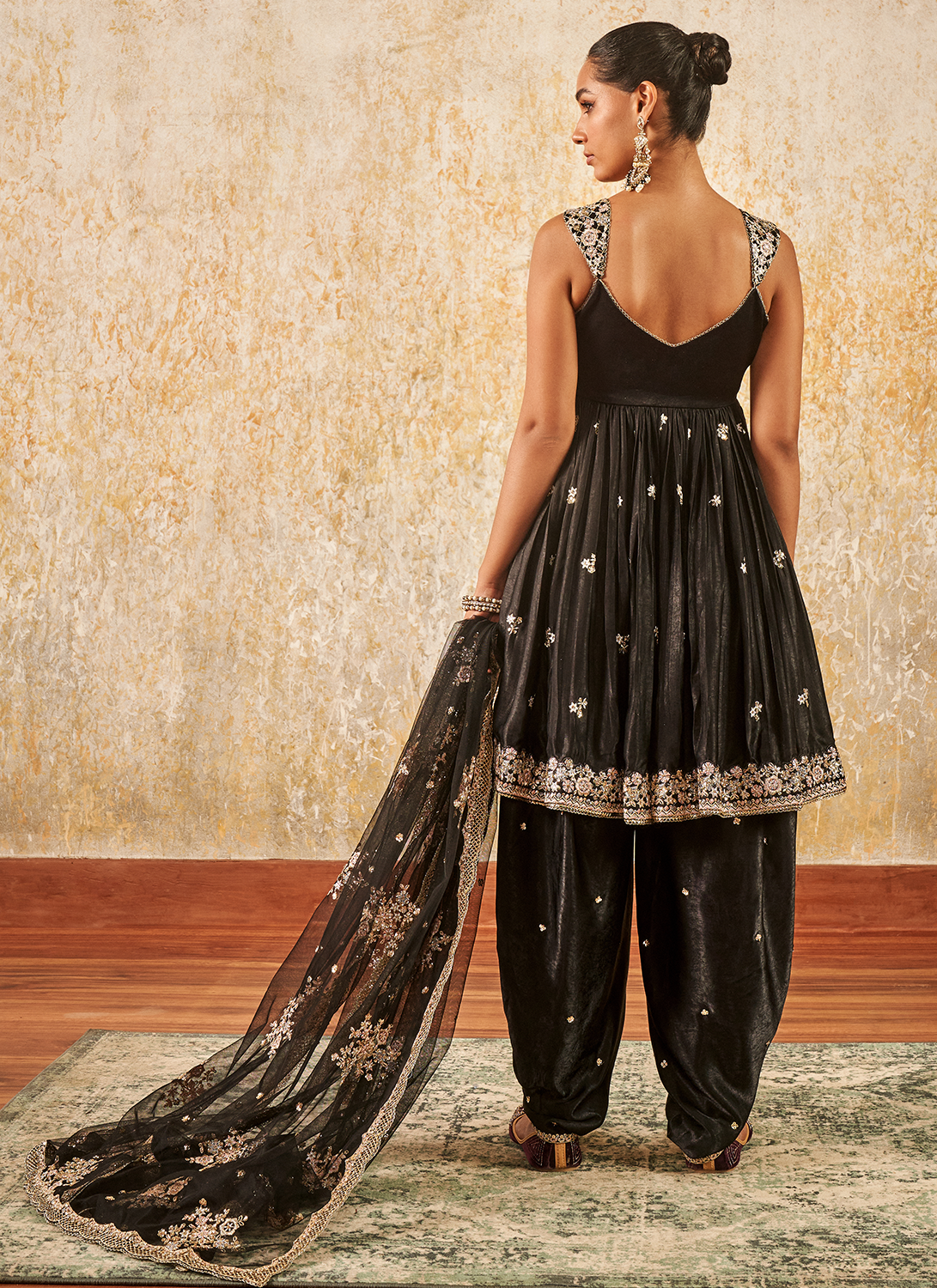 Black Embroidered Patiala Suit