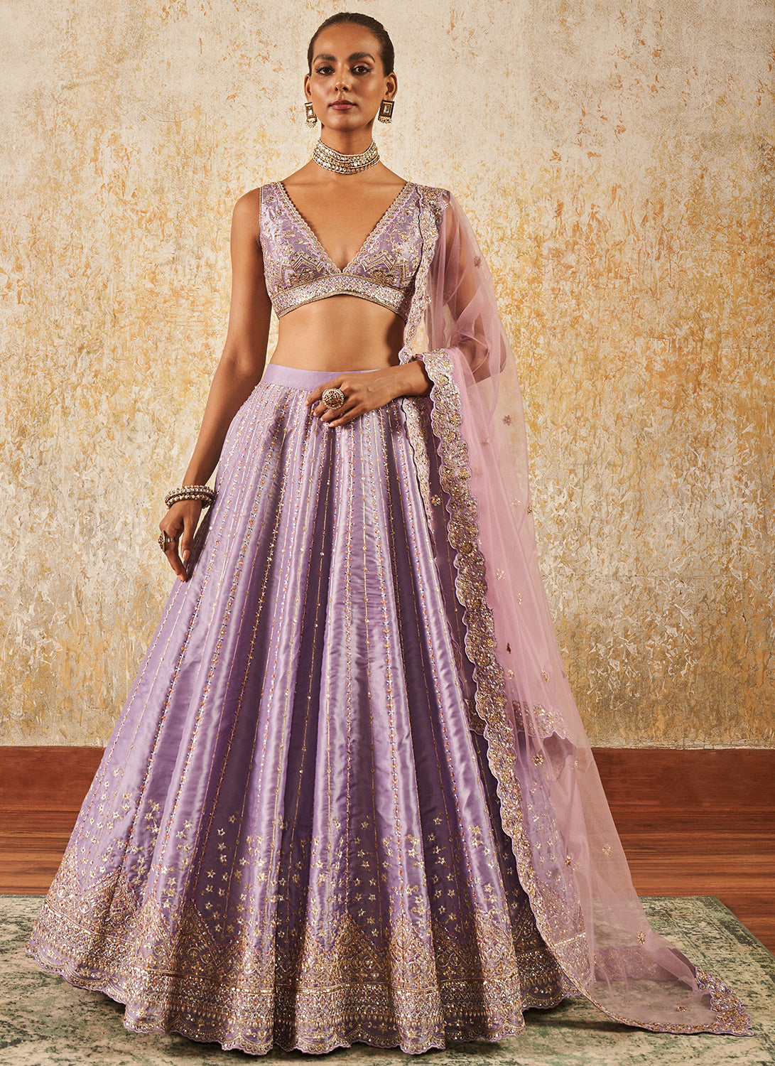 Purple Embroidered Lehenga