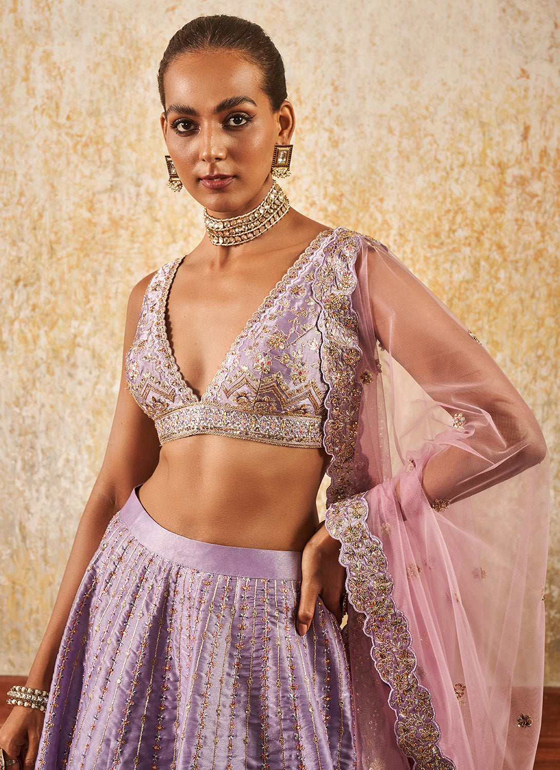 Light Purple Embroidered Lehenga