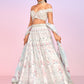 Dusty Blue and Pink Floral Embellished Lehenga