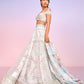 Dusty Blue and Pink Floral Embellished Lehenga