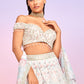 Dusty Blue and Pink Floral Embellished Lehenga