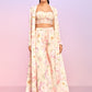 Light Peach Floral Embellished Crop Jacket Set