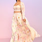 Light Peach Floral Embellished Crop Jacket Set