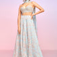 Dusty Blue Embellished Crop Sharara Suit