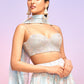 Dusty Blue Embellished Crop Sharara Suit