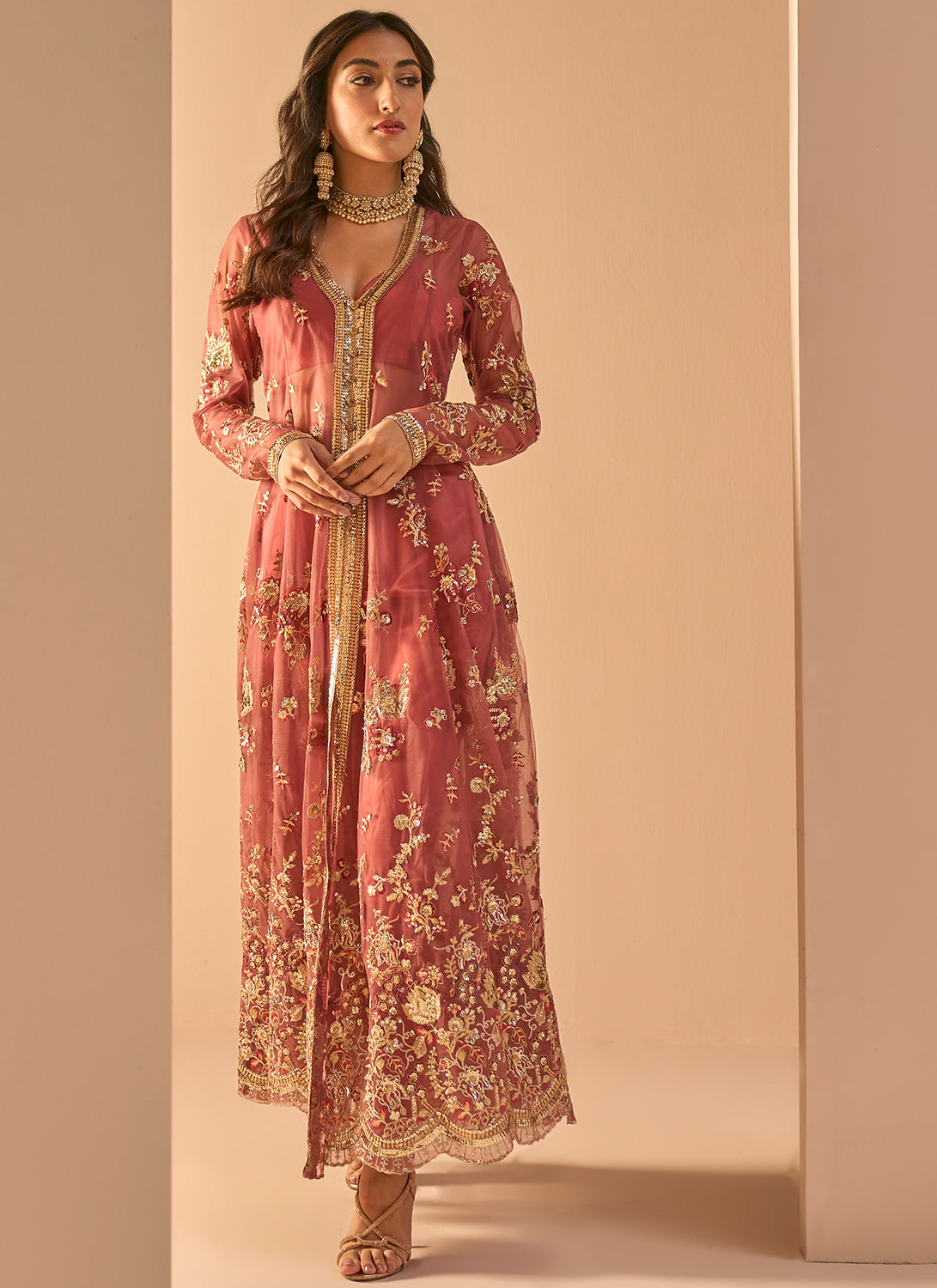 Coral Embroidered Jacket Suit Lashkaraa
