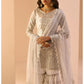Dusty Blue and White Embroidered Gharara Suit