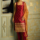 Red Embroidered Straight Suit