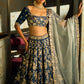 Dark Blue Embroidered Lehenga