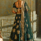 Dark Green Embroidered Lehenga