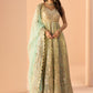 Green and Light Blue Embroidered Anarkali Style Sharara