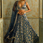 Blue Embroidered Brocade Lehenga