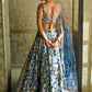 Blue Embroidered Brocade Lehenga