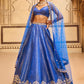 Blue Embroidered Brocade Lehenga