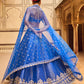 Blue Embroidered Brocade Lehenga