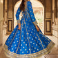 Blue Embroidered Anarkali Style Palazzo