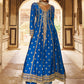 Blue Embroidered Anarkali Style Palazzo