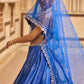 Blue Embroidered Brocade Lehenga