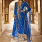 Blue Embroidered Anarkali Style Palazzo