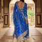 Blue Embroidered Anarkali Style Palazzo