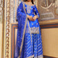 Blue Embroidered Brocade Sharara Suit