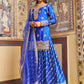 Blue Embroidered Brocade Sharara Suit