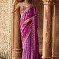 Purple Embroidered Brocade Saree