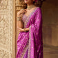 Purple Embroidered Brocade Saree