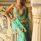 Mint Embroidered Peplum Style Gharara