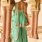 Mint Embroidered Peplum Style Gharara
