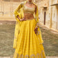 Yellow Embroidered Brocade Lehenga