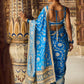 Blue Embroidered Brocade Saree