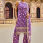 Purple and Gold Hand Embroidered Palazzo Suit