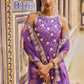 Purple and Gold Hand Embroidered Palazzo Suit