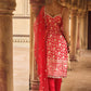 Red and Gold Hand Embroidered Straight Suit