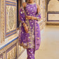 Purple and Gold Hand Embroidered Palazzo Suit